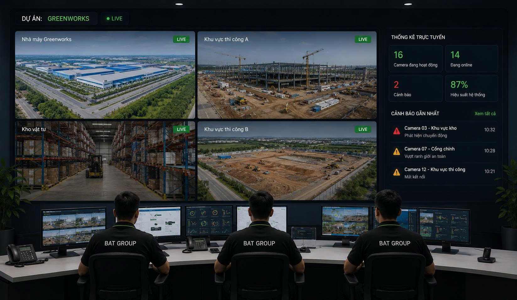 Trung tâm giám sát trực tuyến GREENWORKS — BAT AI